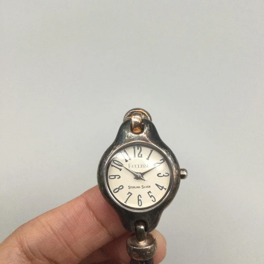 Ecclissi Sterling Silver Womens Watch 23mm Braided Leather New Battery 7